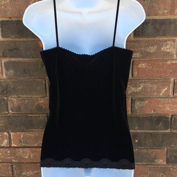Velvet camisole lace bottom v neck with bow witchy witchcore whimsygoth y2k L - Picture 2 of 5